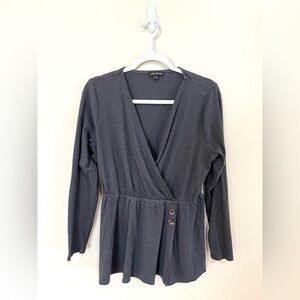 Lane Bryant Gray Faux Wrap Blouse